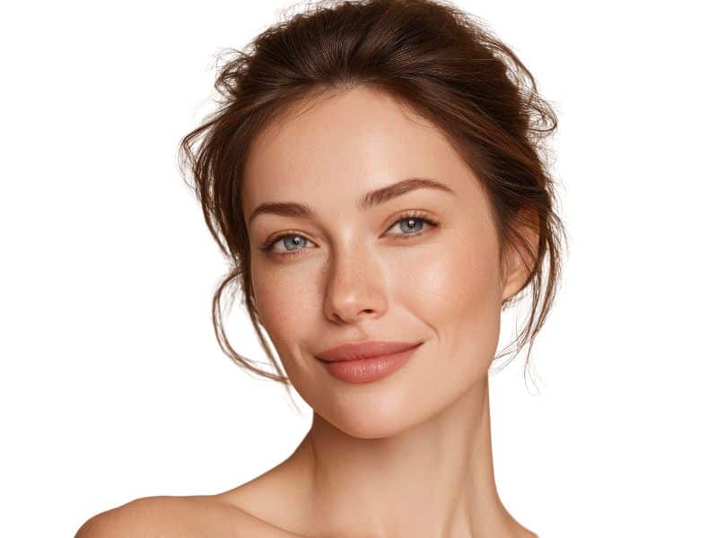 Infos zu Biostimulation München Attraktive Frau mit hochgesteckten Haaren schaut lächelnd in die Kamera